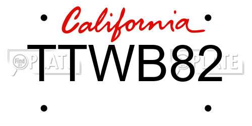 TTWB82 California License Plate