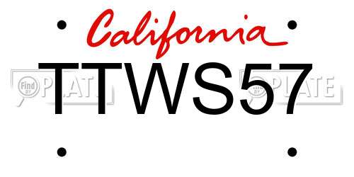 TTWS57 California License Plate
