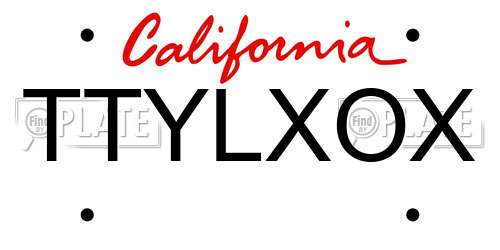 TTYLXOX California License Plate
