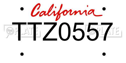 TTZ0557 California License Plate