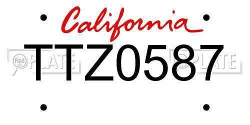TTZ0587 California License Plate