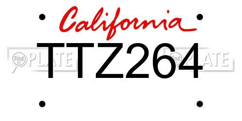 TTZ264 California License Plate