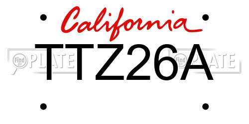 TTZ26A California License Plate