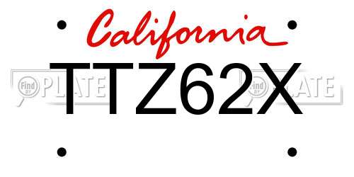 TTZ62X California License Plate