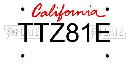 TTZ81E California License Plate