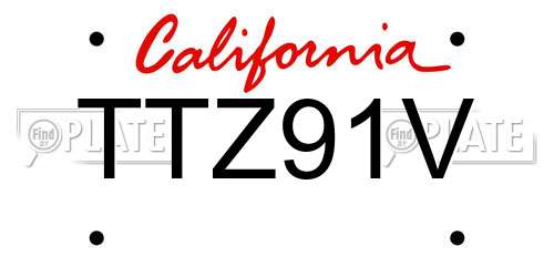 TTZ91V California License Plate