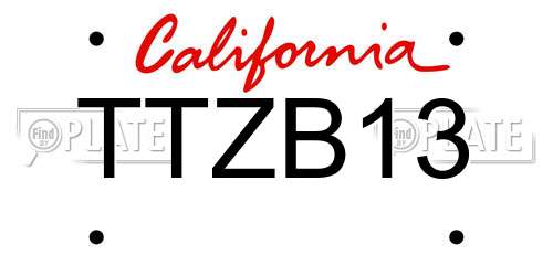 TTZB13 California License Plate