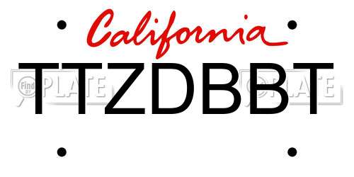 TTZDBBT California License Plate