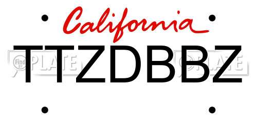 TTZDBBZ California License Plate