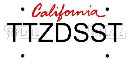 TTZDSST California License Plate