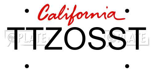 TTZOSST California License Plate