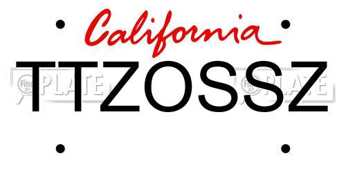 TTZOSSZ California License Plate