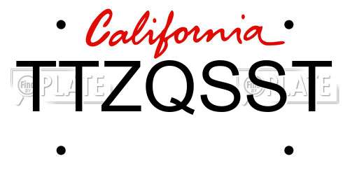 TTZQSST California License Plate