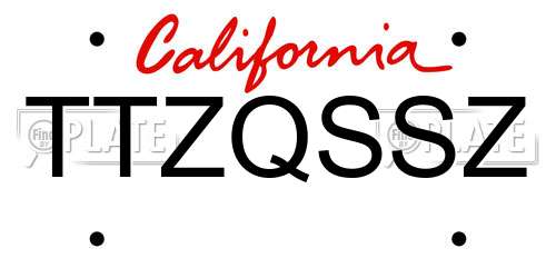 TTZQSSZ California License Plate