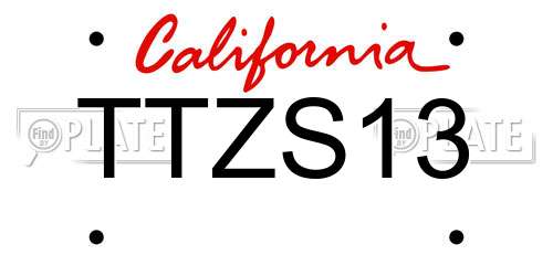 TTZS13 California License Plate