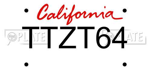 TTZT64 California License Plate