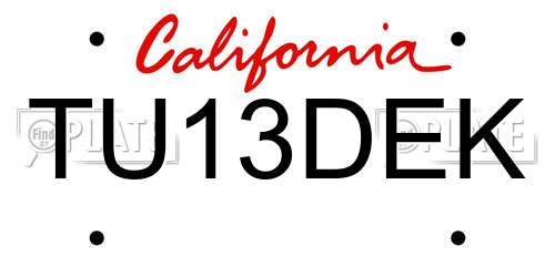 TU13DEK California License Plate
