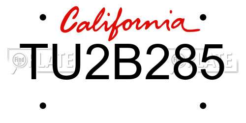 TU2B285 California License Plate
