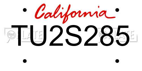 TU2S285 California License Plate
