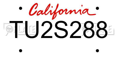 TU2S288 California License Plate