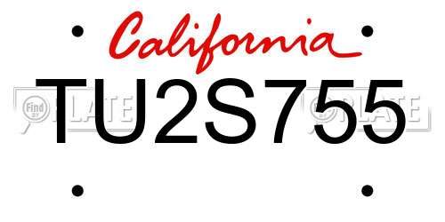 TU2S755 California License Plate