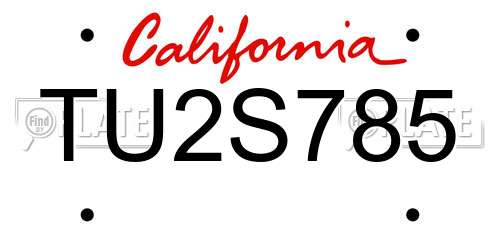 TU2S785 California License Plate