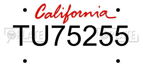 TU75255 California License Plate