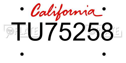 TU75258 California License Plate
