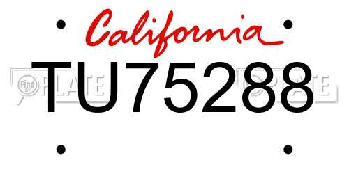 TU75288 California License Plate