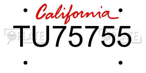 TU75755 California License Plate