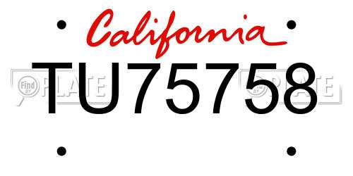 TU75758 California License Plate