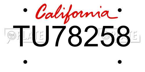 TU78258 California License Plate
