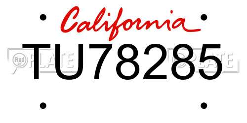 TU78285 California License Plate