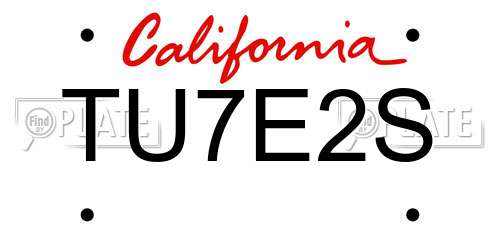 TU7E2S California License Plate