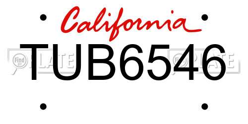 TUB6546 California License Plate