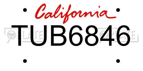 TUB6846 California License Plate