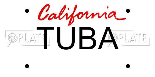 TUBA California License Plate