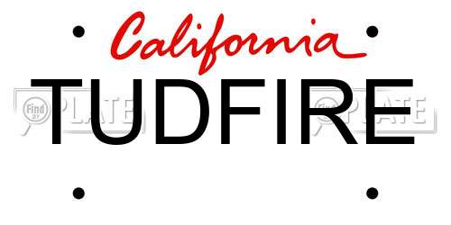 TUDFIRE California License Plate