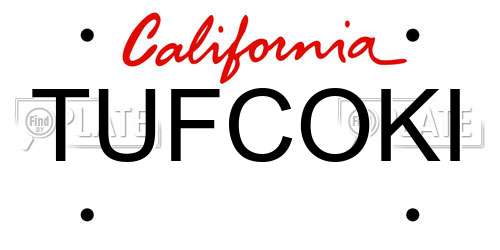 TUFCOKI California License Plate