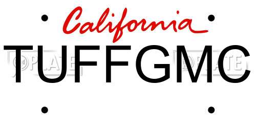 TUFFGMC California License Plate