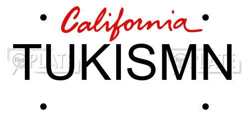 TUKISMN California License Plate