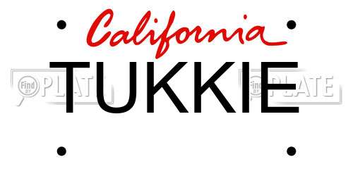 TUKKIE California License Plate