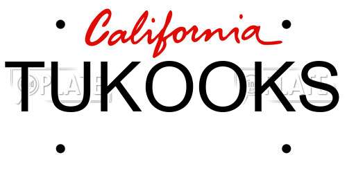 TUKOOKS California License Plate