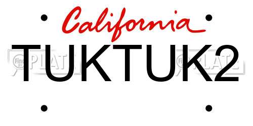 TUKTUK2 California License Plate