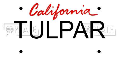 TULPAR California License Plate
