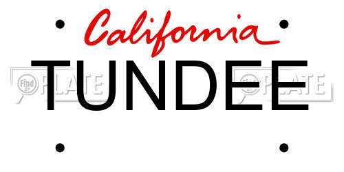 TUNDEE California License Plate