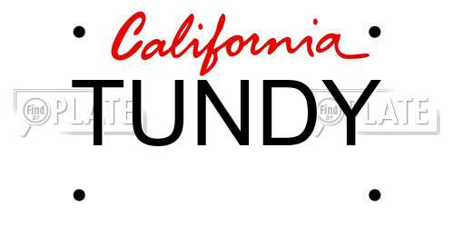 TUNDY California License Plate