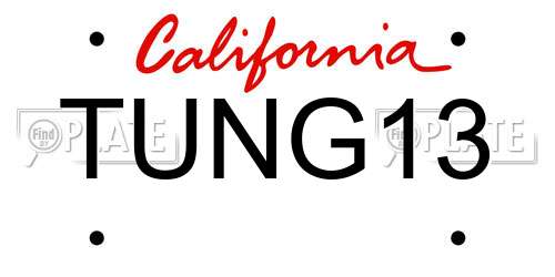 TUNG13 California License Plate