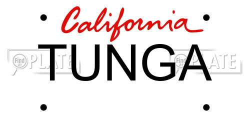 TUNGA California License Plate