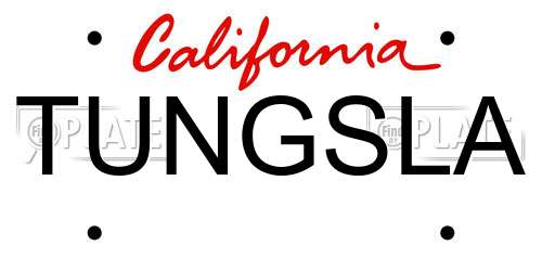 TUNGSLA California License Plate